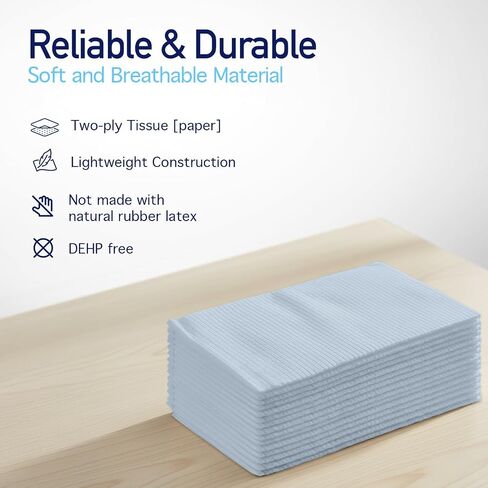 Dynarex Disposable Drape Sheets - 40" x 60" (Case of 100), Blue, 2-Ply Tissue Paper for Patient Privacy, Exams, and Procedures in Kuwait