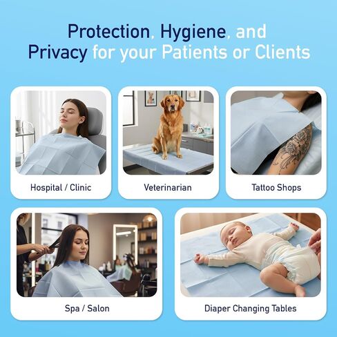 Dynarex Disposable Drape Sheets - 40" x 60" (Case of 100), Blue, 2-Ply Tissue Paper for Patient Privacy, Exams, and Procedures in Kuwait