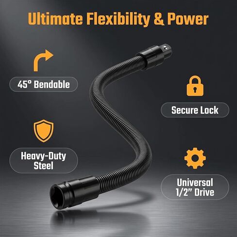 1/2 Inch Flexible Shaft Extension with Wrench Adapter, 10" & 14", 2-Pack | 2026 Upgraded, Impact Socket Extension, Tight Space Auto Repair in Kuwait