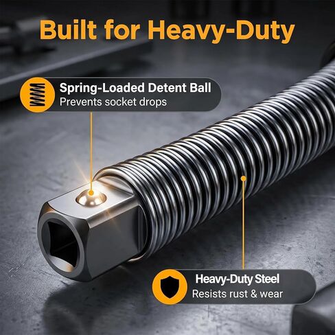 1/2 Inch Flexible Shaft Extension with Wrench Adapter, 10" & 14", 2-Pack | 2026 Upgraded, Impact Socket Extension, Tight Space Auto Repair in Kuwait