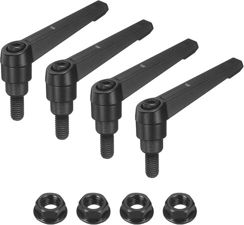 uxcell Adjustable Clamping Lever Handles, M16x40mm Zinc Alloy Male Thread Stud Knobs with Nuts Quick Release Bolt Rotating Screw Handles for Lathes Woodworking, Black in Kuwait