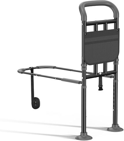 Bed Rails for Elderly Adults Safety with Ergonomic Padded Handle, ASTM Approved Adjustable Bed Assist Rail for Seniors, 400lb Weight Capacity, Fixing Strap&Storage Pocket, Fits Twin/Full/Queen/King in Kuwait