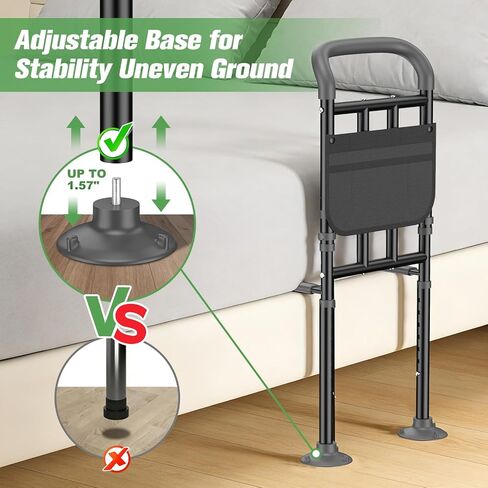 Bed Rails for Elderly Adults Safety with Ergonomic Padded Handle, ASTM Approved Adjustable Bed Assist Rail for Seniors, 400lb Weight Capacity, Fixing Strap&Storage Pocket, Fits Twin/Full/Queen/King in Kuwait