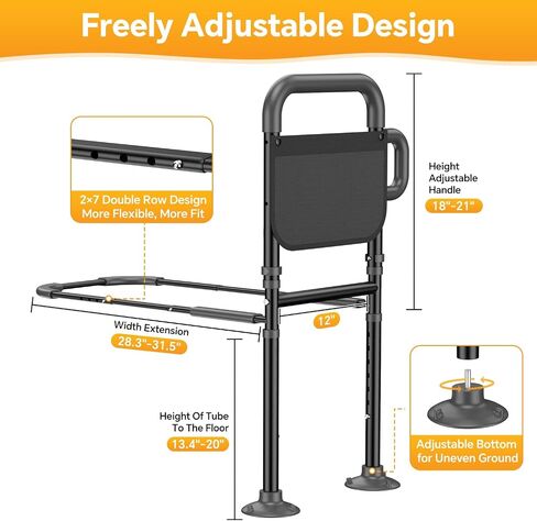 Bed Rails for Elderly Adults Safety – Adjustable Height Bed Assist Rail for Seniors, 400lb Capacity, ASTM Approved, Non-Slip Handle, Fixing Strap & Storage Pocket (Twin/Full/Queen/King) in Kuwait