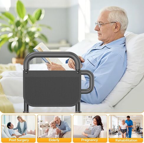 Bed Rails for Elderly Adults Safety – Adjustable Height Bed Assist Rail for Seniors, 400lb Capacity, ASTM Approved, Non-Slip Handle, Fixing Strap & Storage Pocket (Twin/Full/Queen/King) in Kuwait