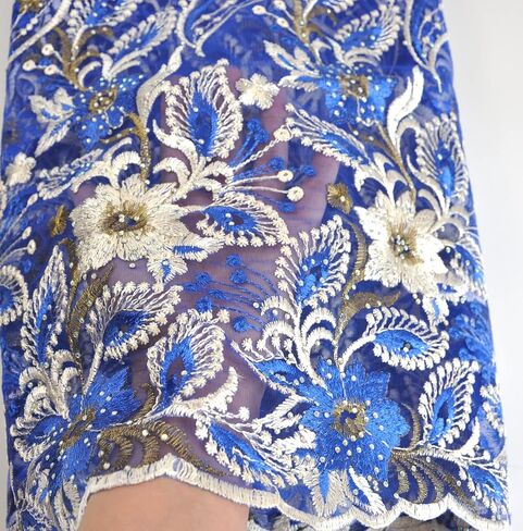 Sanvera17 African Lace Net Net Fabrics النيجيرية المطرزة الحجري الفارق النسيج الفرنسي لللباس الحفلات (أخضر) 5 ياردات in Kuwait