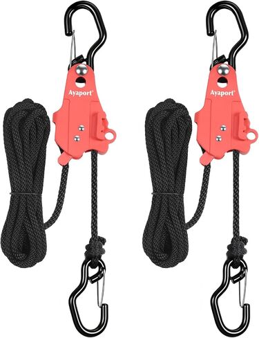 Ayaport Rope Hoist & Tightener, Pull-Release Self-Locking, 2Pack | 1/4"x15' hoist loads within 10lbs for Toy Storage, Sports Balls Nets, Grow Light, Balcony Planter, Garage & Patio Accessories in Kuwait