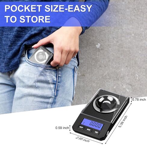Milligram Scale 50g/0.001g High Precision Mg Scale, Portable Jewelry Scale .001 Gram Accuracy, Powder Scale, Digital Miligram Scale for Powder Medicine with Tray/Tweezers/Calibration Weight in Kuwait