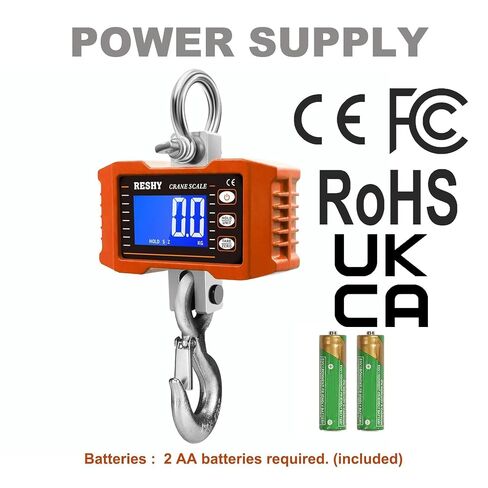 RESHY Digital Crane Scale 2200lb/1000Kg Digital Hanging Scale Industrial Heavy Duty Crane Scale for Farm,Deer,Livestock,Factory,Construction,Hunting CE Certified in Kuwait