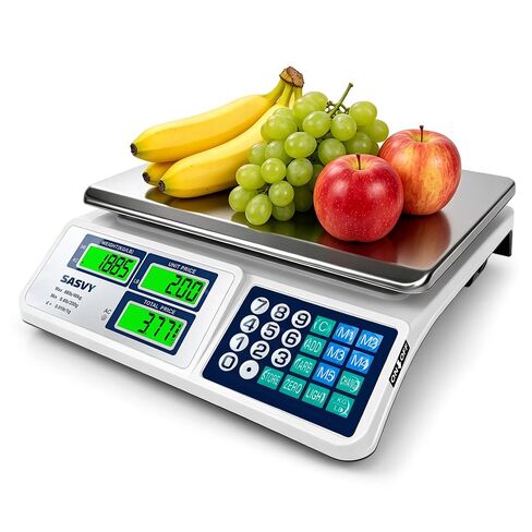 مقياس حساب السعر 88 رطل/40 كجم ميزان طعام تجاري مع وظيفة التغيير، شاشات LCD مزدوجة، بطارية قابلة لإعادة الشحن لأسواق المزارعين، المأكولات الجاهزة، اللحوم، الإنتاج، البيع بالتجزئة in Kuwait