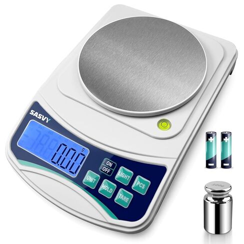 مقياس مختبر رقمي 1000 جرام × 0.01 جرام أونصة/جم/CT/DWT/tl/gn/ozt ميزان تحليلي إلكتروني دقيق لمقياس علمي لمطبخ مجوهرات المختبر، يتضمن وزن 100 جرام وبطاريتين AAA in Kuwait