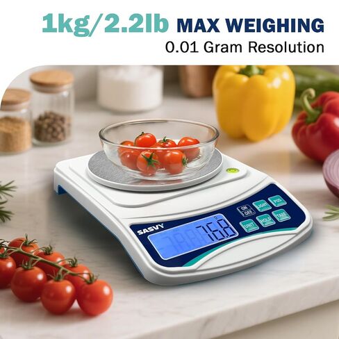 مقياس مختبر رقمي 1000 جرام × 0.01 جرام أونصة/جم/CT/DWT/tl/gn/ozt ميزان تحليلي إلكتروني دقيق لمقياس علمي لمطبخ مجوهرات المختبر، يتضمن وزن 100 جرام وبطاريتين AAA in Kuwait