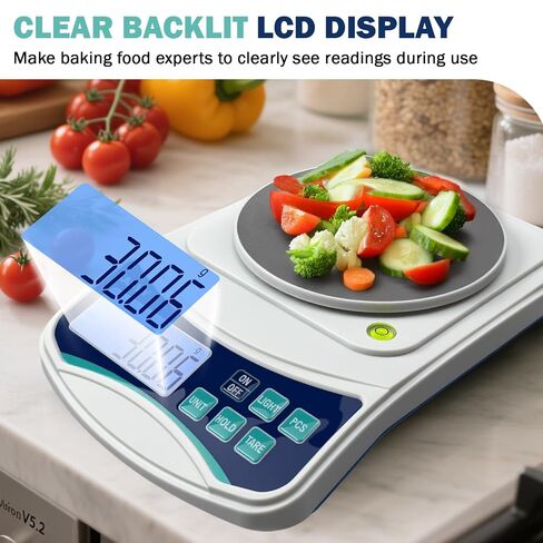 مقياس مختبر رقمي 1000 جرام × 0.01 جرام أونصة/جم/CT/DWT/tl/gn/ozt ميزان تحليلي إلكتروني دقيق لمقياس علمي لمطبخ مجوهرات المختبر، يتضمن وزن 100 جرام وبطاريتين AAA in Kuwait
