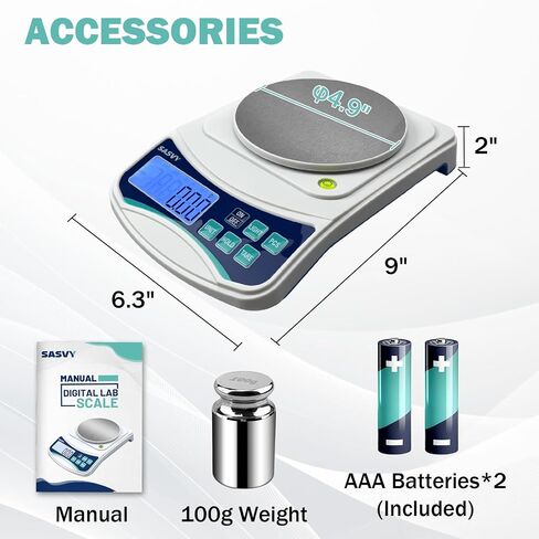 مقياس مختبر رقمي 1000 جرام × 0.01 جرام أونصة/جم/CT/DWT/tl/gn/ozt ميزان تحليلي إلكتروني دقيق لمقياس علمي لمطبخ مجوهرات المختبر، يتضمن وزن 100 جرام وبطاريتين AAA in Kuwait