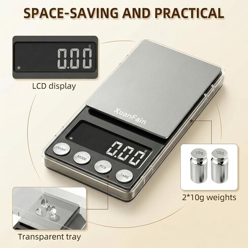 Digital Coin Scale, 500g x 0.01g Gram Scale for Jewelry and Gold, Precision Pocket Jewelry Scale for Coin Collectors & Bank Tellers, with Calibration Weight in Kuwait