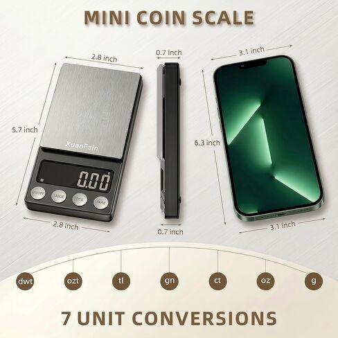 Digital Coin Scale, 500g x 0.01g Gram Scale for Jewelry and Gold, Precision Pocket Jewelry Scale for Coin Collectors & Bank Tellers, with Calibration Weight in Kuwait