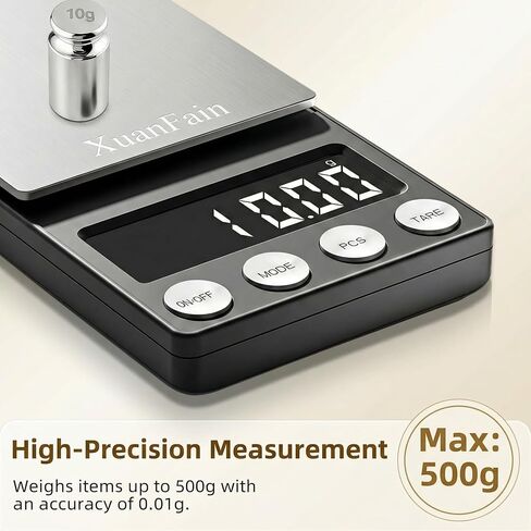 Digital Coin Scale, 500g x 0.01g Gram Scale for Jewelry and Gold, Precision Pocket Jewelry Scale for Coin Collectors & Bank Tellers, with Calibration Weight in Kuwait