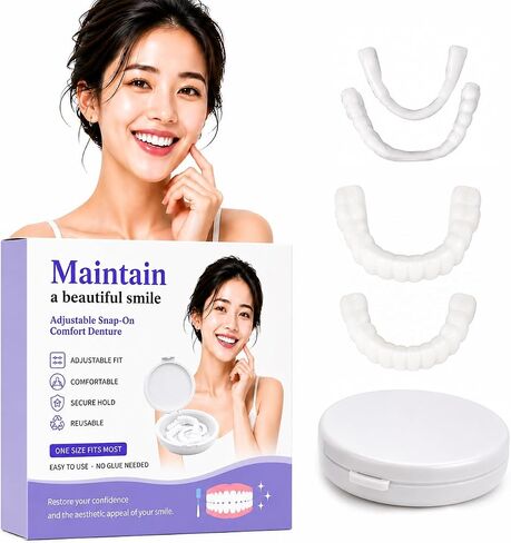 Temporary Veneers for Women & Men – Natural Looking Snap-On Smile Cover, Comfortable Cosmetic Teeth for a Confident Smile, Reusable Upper & Lower Veneers Kit in Kuwait