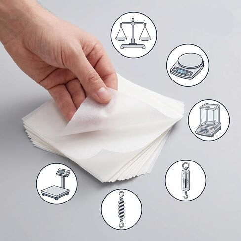 500 Pcs Weighing Paper, Laboratory Sample Weigh Papers 4 x 4 Inches Non Absorbing, Non Stick High Gloss Weigh Papers Cellulose Weighings Paper for Scale Measurement Samples Transfer in Kuwait