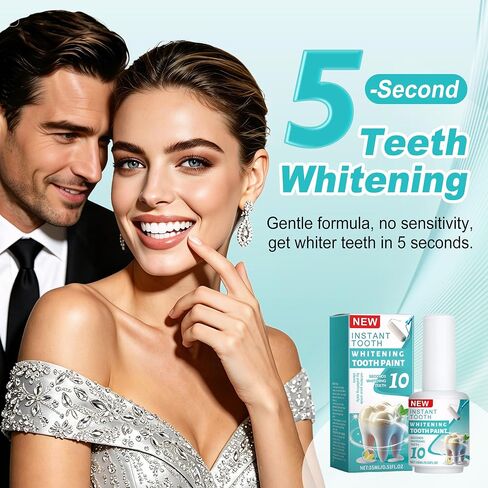 Tooth Paint, Instant Teeth Whitening Paint Kit, White Gel Paint for Teeth, Fast & Easy Get Shiny White Teeth, Peroxide-Free, Gentle for Sensitive Teeth, Safe, Portable for On-The-Go Socializing in Kuwait