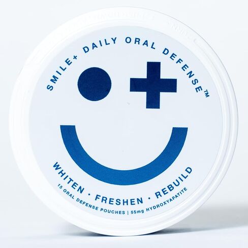 Smile+ Defense Pouches - Teeth Whitening, Nano Hydroxyapatite, Caffeine Free, Nicotine Free, Sugar Free - Enamel Repair & Remineralizing - Whiten, Freshen & Rebuild - Mint Ice, 15 Pouches (1 Tin) in Kuwait