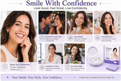 Temporary Veneers for Women & Men – Natural Looking Snap-On Smile Cover, Comfortable Cosmetic Teeth for a Confident Smile, Reusable Upper & Lower Veneers Kit in Kuwait
