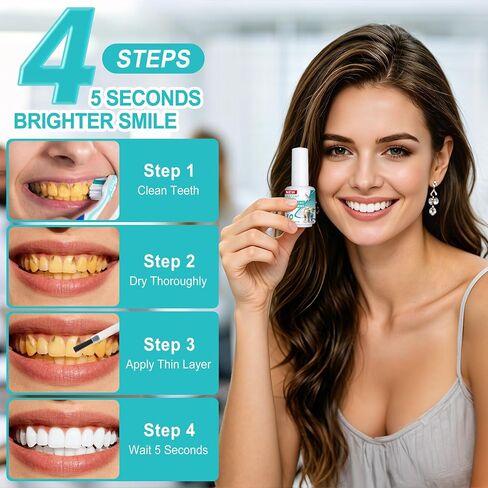 Tooth Paint, Instant Teeth Whitening Paint Kit, White Gel Paint for Teeth, Fast & Easy Get Shiny White Teeth, Peroxide-Free, Gentle for Sensitive Teeth, Safe, Portable for On-The-Go Socializing in Kuwait
