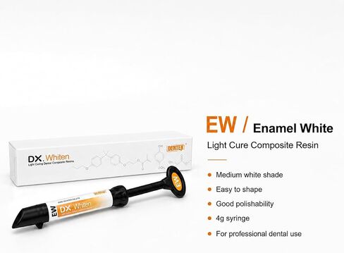 DX. Whiten Light Cure Dental Composite Resin, Enamel White, 4g | Nano Hybrid, Veneer Composite, Syringe in Kuwait