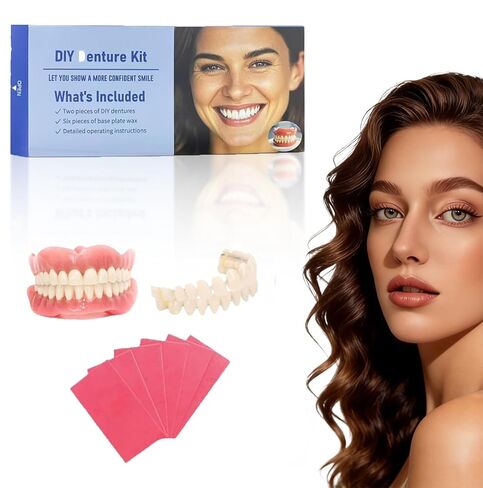 DIY Denture Kit - Top & Bottom Fake Teeth with Comfort Fit for Everyday Use, Natural-Looking Emergency Replacement Solution (Universal Sizing)-TT01 in Saudi Arabia