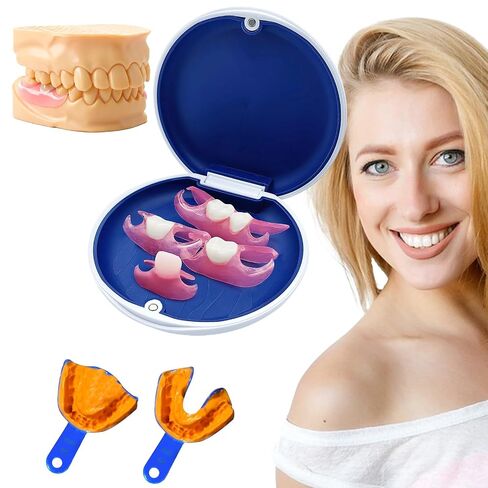 Custom Partial Dentures for Missing Teeth – Removable Flipper Tooth, Clip-In Teeth Replacement, Natural Looking Temporary Tooth Solution for Front or Back Teeth (2 Teeth) in Kuwait