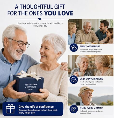Natural Looking False, Temporary Denture Kit for Men & Women – Top & Bottom Custom Fit Teeth with Moldable Wax, Natural-Looking Smile Solution for At-Home Use in Kuwait