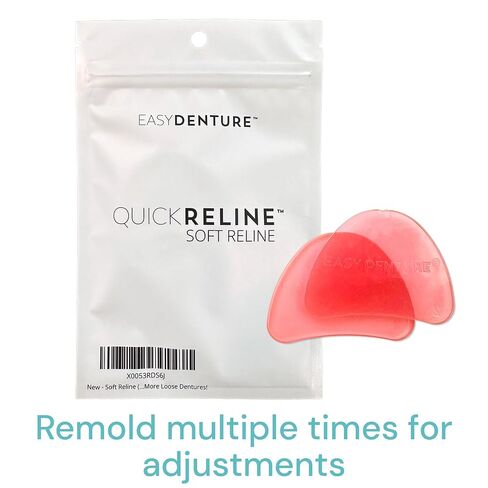 Soft Reline Denture Reliner Kit (Boil & Fit) – for Full & Partial Dentures, 2 Reline Pucks Included, Remoldable for Adjustments, Zinc-Free, Custom Comfortable Fit in Minutes, Lasts Up to 3 Months in Kuwait
