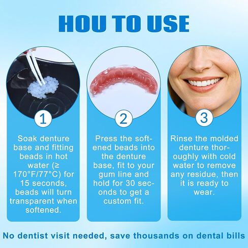 Moldable Silicone Dentures for Women & Men, Natural Cosmetic False Teeth Veneers-GVF8989 in Kuwait