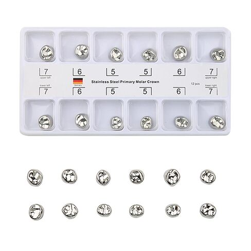 48Pcs Dental Preformed Temporary Crown Primary Molar Dentistry Orthodontic Material Therapy Tools Metal Teeth Crown in Kuwait