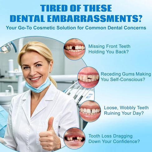 Moldable Silicone Dentures for Women & Men, Natural Cosmetic False Teeth Veneers, Upper & Lower Temporary Custom‑Fit Denture Set, Quick Easy Wear for Daily & Party Occasions in Kuwait
