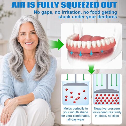 Moldable Silicone Dentures for Women & Men, Natural Cosmetic False Teeth Veneers, Upper & Lower Temporary Custom‑Fit Denture Set, Quick Easy Wear for Daily & Party Occasions in Kuwait