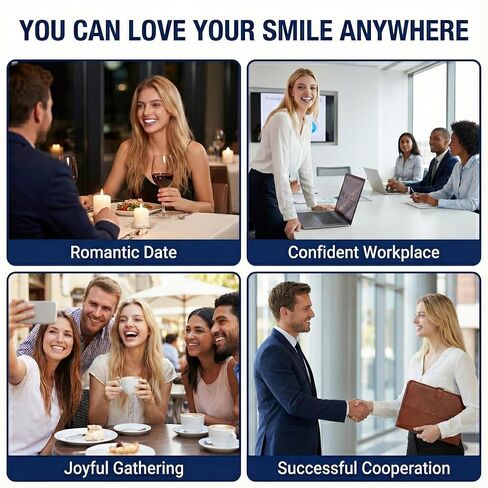 Snap On Veneers - Instant Clip in Fake Teeth for Women, Natural White Veneers for Smile Makeover, Temporary Cosmetic Teeth Covers with Cute Transparent Heart Travel Case in Kuwait
