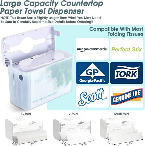 Multifold Paper Towel Dispenser Countertop, Napkin Dispenser for Restaurant, Large Capacity Single-Sheet Hand Towel Dispenser, Trifold & C Fold Paper Towel Holder for Kitchen & Bathroom in Kuwait
