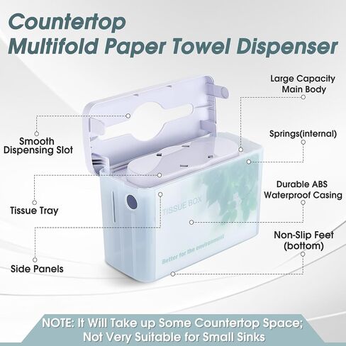 Multifold Paper Towel Dispenser Countertop, Napkin Dispenser for Restaurant, Large Capacity Single-Sheet Hand Towel Dispenser, Trifold & C Fold Paper Towel Holder for Kitchen & Bathroom in Kuwait
