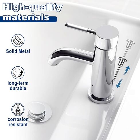 Universal Pop-Up Lavatory Drain Lift Rod, Linkage, and Spring Clip Kit, Compatible with PF0906-CH, Bathroom Sink Stopper Pivot Rod Assembly,Chrome (2 Pack) in Kuwait