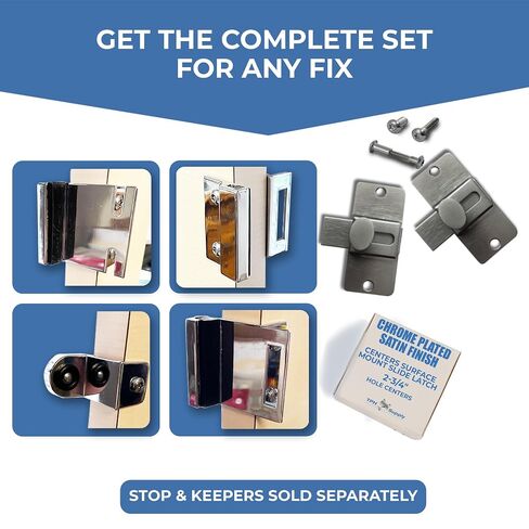 2-3/4 in Surface Mount Slide Latch, Chrome-Plated Satin Finish Bathroom Stall Door Lock, ADA Compliant Commercial Restroom Partition Replacement Hardware - 9869-1 in Kuwait