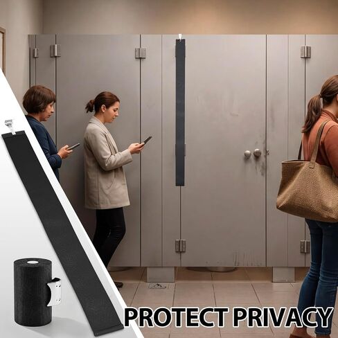 Fanfanwin 2 Pcs Restroom Privacy Cover, 28 x 3 Inch Travel Bathroom Stall Door Gap Blocker with Hook and Weighted Bottom for Public Bathroom, School, Gym, Airport Use, Easy Installation, Black in Kuwait