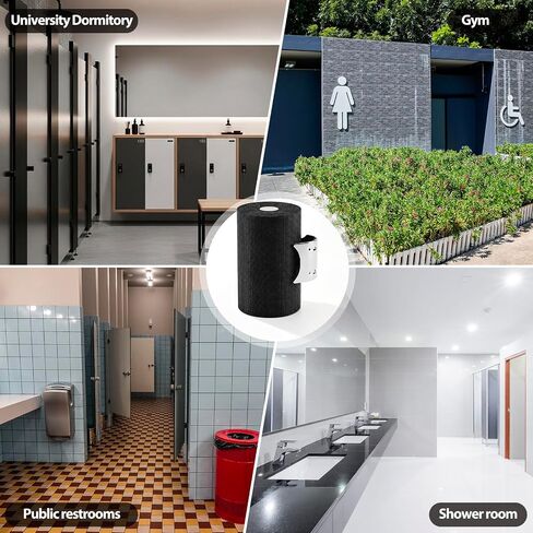 Fanfanwin 2 Pcs Restroom Privacy Cover, 28 x 3 Inch Travel Bathroom Stall Door Gap Blocker with Hook and Weighted Bottom for Public Bathroom, School, Gym, Airport Use, Easy Installation, Black in Kuwait