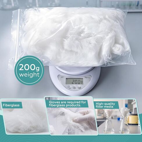 Glass Alkali-Free Wool Filter 200G Glass Filter for Use Laboratory High-Quality Insulation Material for Experimental Applications, Heat Resistant for Laboratory Determination of Petroleum Compounds in Kuwait