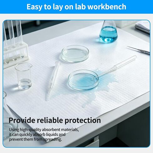 Bench Liner Roll - Laboratory Absorbent Bench-Top Liner with Poly Backing for Laboratory Workstations and Tables Surface Protection （19.69" x 70ft） in Kuwait