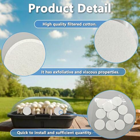 Monotub Adhesive Filter Disks, 2.5" Monotub Filter Discs for Mushroom Growing Supplies 3MM Thick Synthetic Filter Paper Stickers Replacement Mushroom Box Filter Pads for Mono Tub - 30 PCS in Kuwait