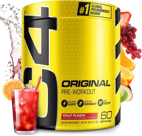 C4 Original Pre Workout Powder Fruit Punch - Vitamin C for Immune Support - Sugar Free Preworkout Energy for Men & Women - 150mg Caffeine + Beta Alanine + Creatine - 60 Servings in Kuwait
