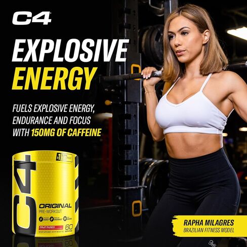 C4 Original Pre Workout Powder Fruit Punch - Vitamin C for Immune Support - Sugar Free Preworkout Energy for Men & Women - 150mg Caffeine + Beta Alanine + Creatine - 60 Servings in Kuwait