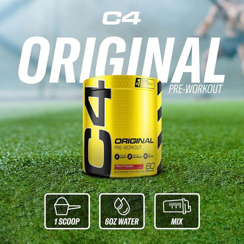 C4 Original Pre Workout Powder Fruit Punch - Vitamin C for Immune Support - Sugar Free Preworkout Energy for Men & Women - 150mg Caffeine + Beta Alanine + Creatine - 60 Servings in Kuwait