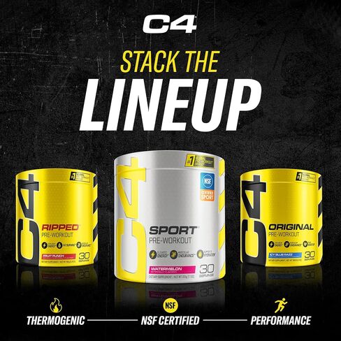 C4 Original Pre Workout Powder Fruit Punch - Vitamin C for Immune Support - Sugar Free Preworkout Energy for Men & Women - 150mg Caffeine + Beta Alanine + Creatine - 60 Servings in Kuwait